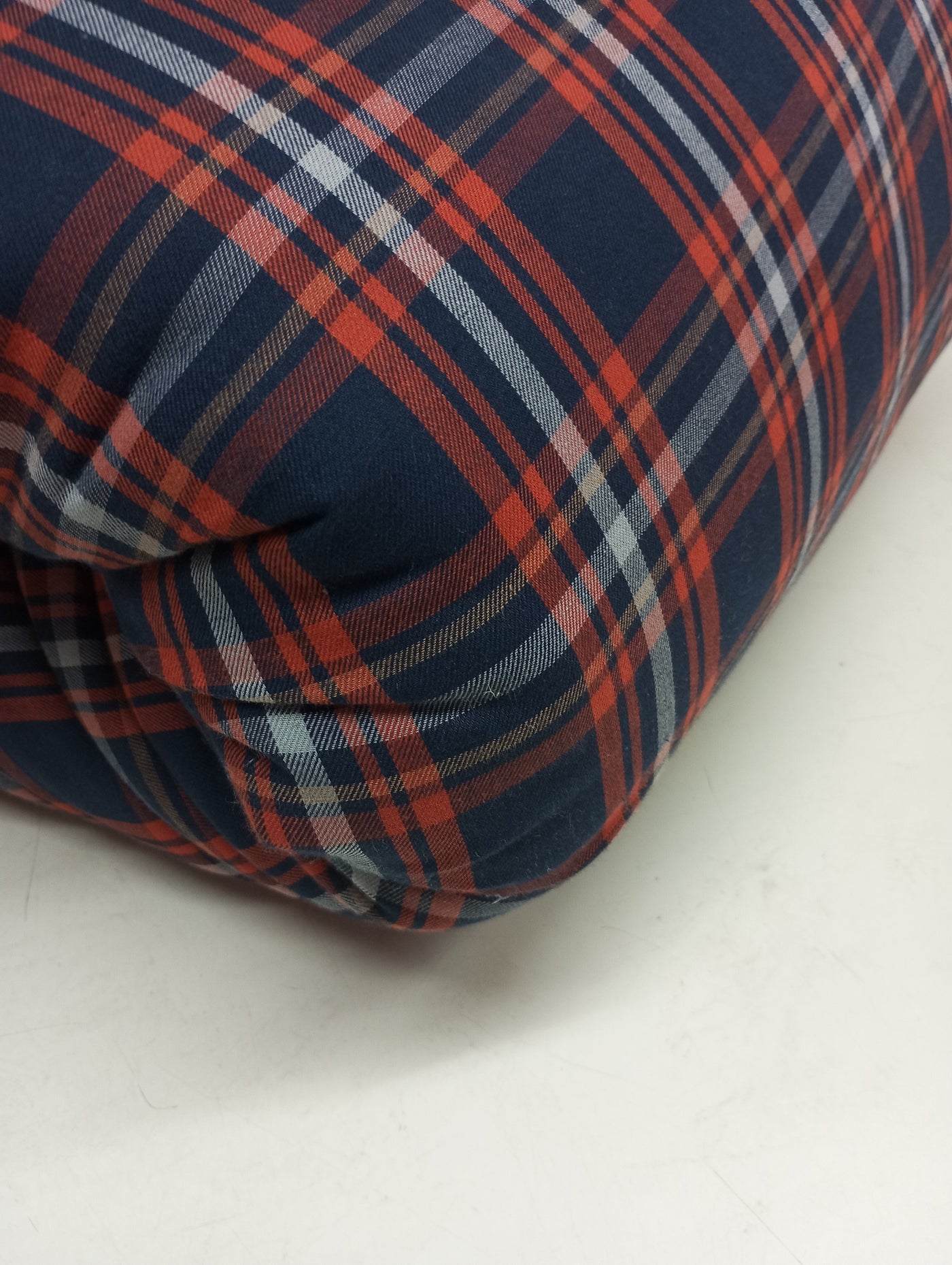 Navy Blue & Orange Checks Yarn Dyed Cotton Fabric