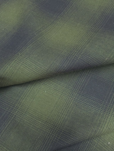 Olive Checks Flannel Cotton Yarn Dyed Fabric