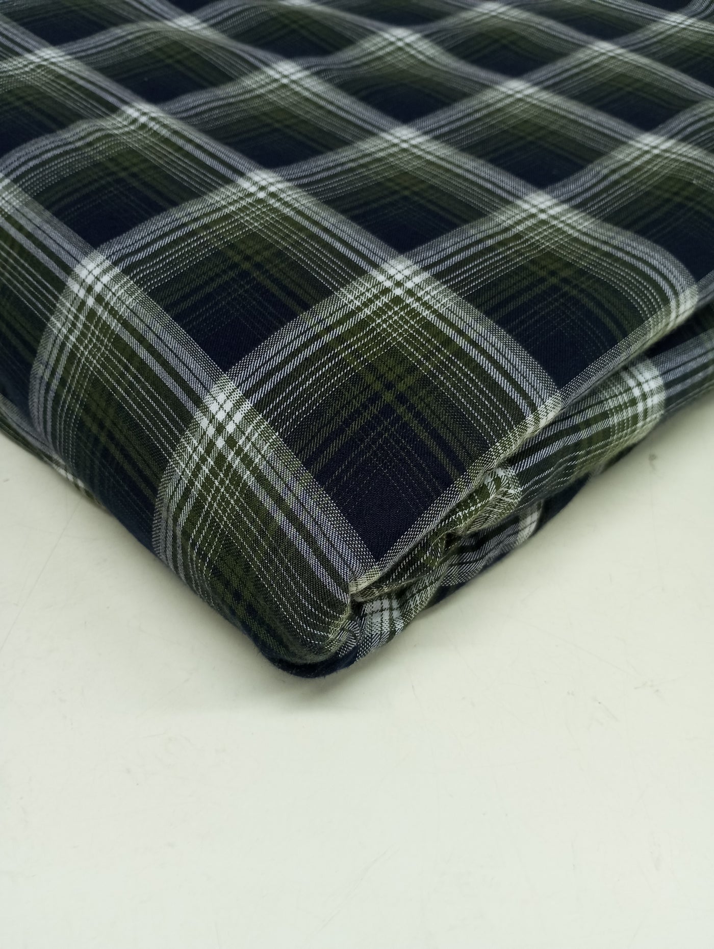 Olive Navy Cotton Twill Check Fabric