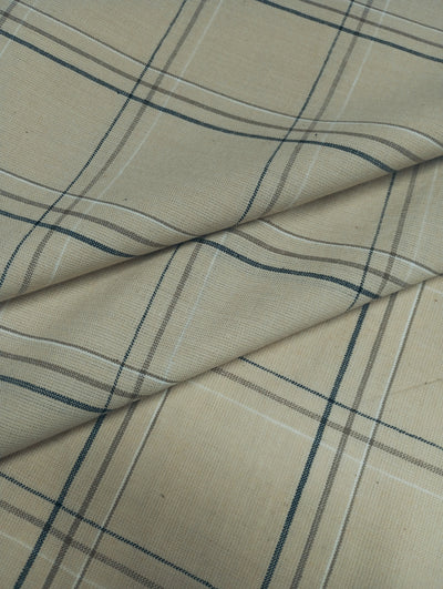 Beige Checks Yarn Dyed Cotton  Fabric