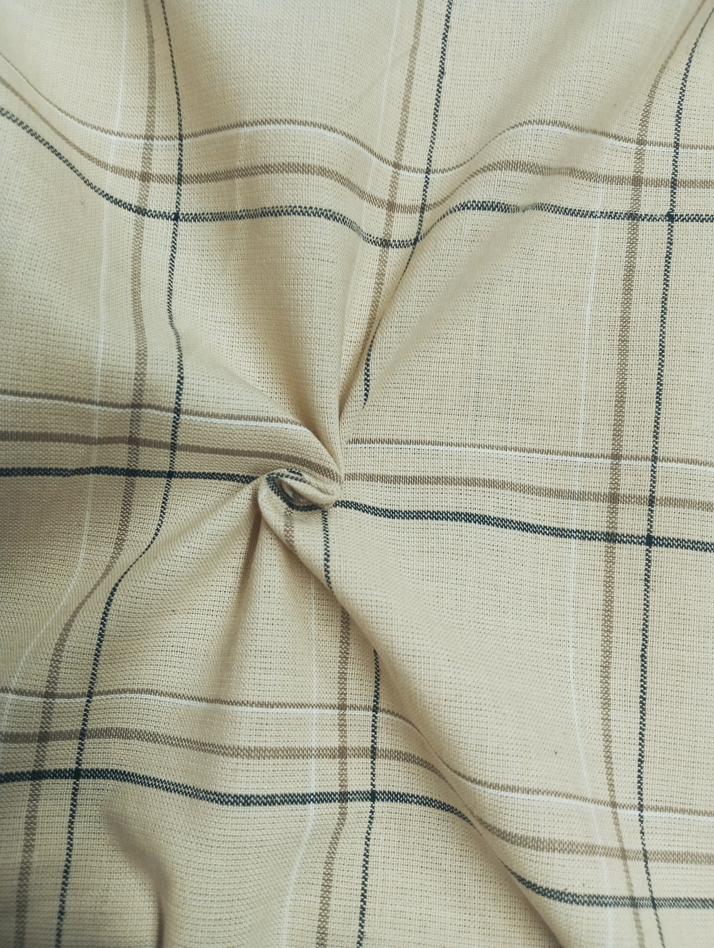 Beige Checks Yarn Dyed Cotton  Fabric