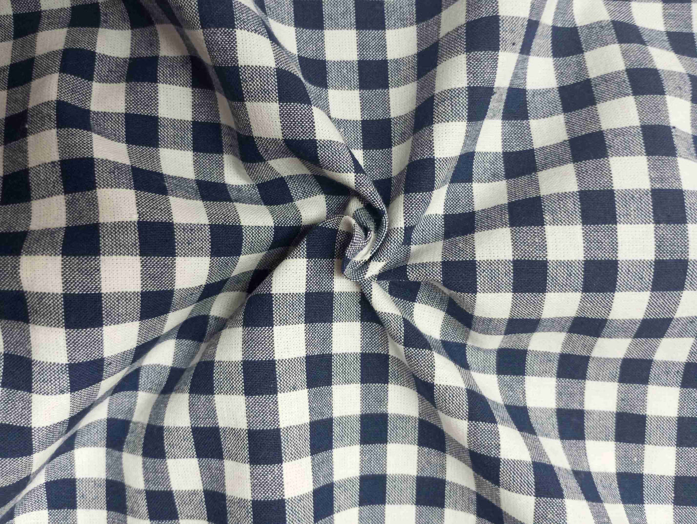 Navy Blue Check Gingham Yarn Dyed Cotton Fabric