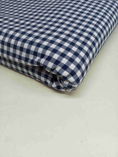 Navy Blue Check Gingham Yarn Dyed Cotton Fabric