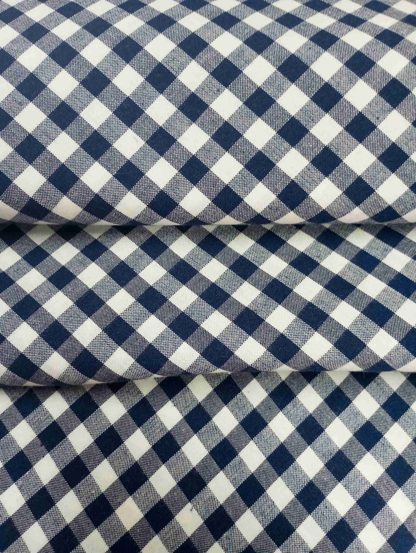 Navy Blue Check Gingham Yarn Dyed Cotton Fabric