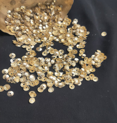 Golden Round Edge Cut Plastic Sequins