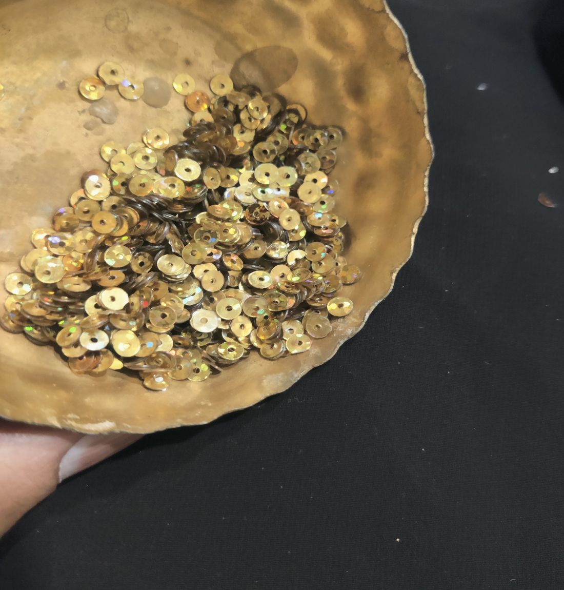 Metallic Brass Finish Circular Plastic Sequins