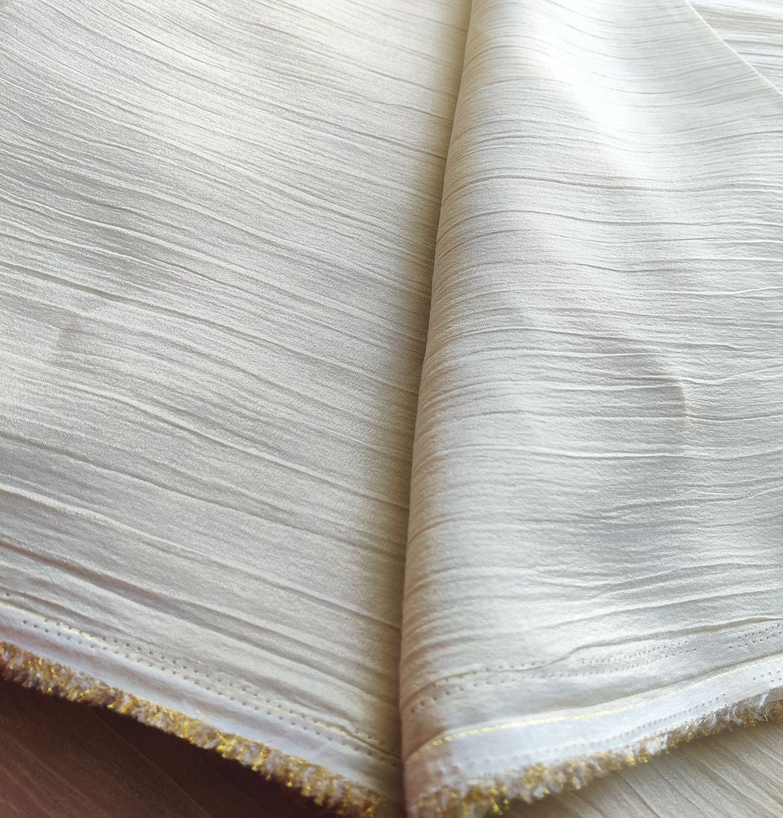 Golden Plain Dyeable Crushed Tissue Silk Fabric ( Wholesale )