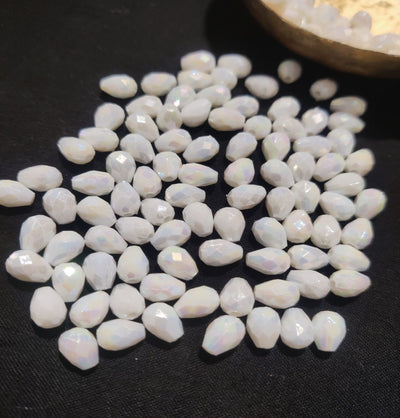 Australian White Two Tone Edge Cut Conical Beads