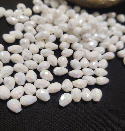 Australian White Two Tone Edge Cut Conical Beads