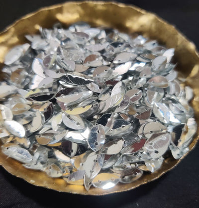 Silver 2 Hole Leaf Sequins