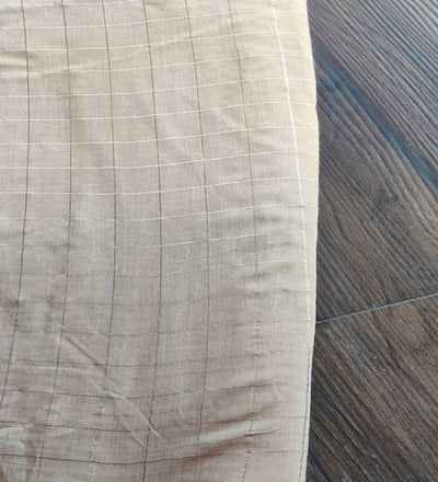 Light Brown Checks Chanderi Fabric