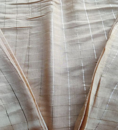 Light Brown Checks Chanderi Fabric