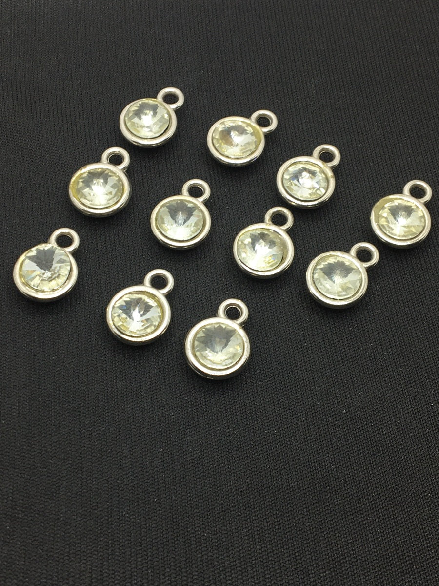 White Circular Designer Charms- 10 mm