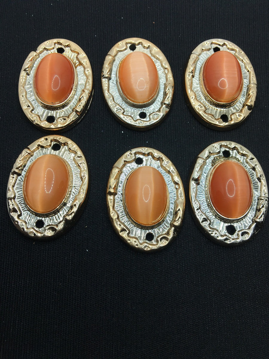 Light Orange Oval Handcrafted Show Buttons