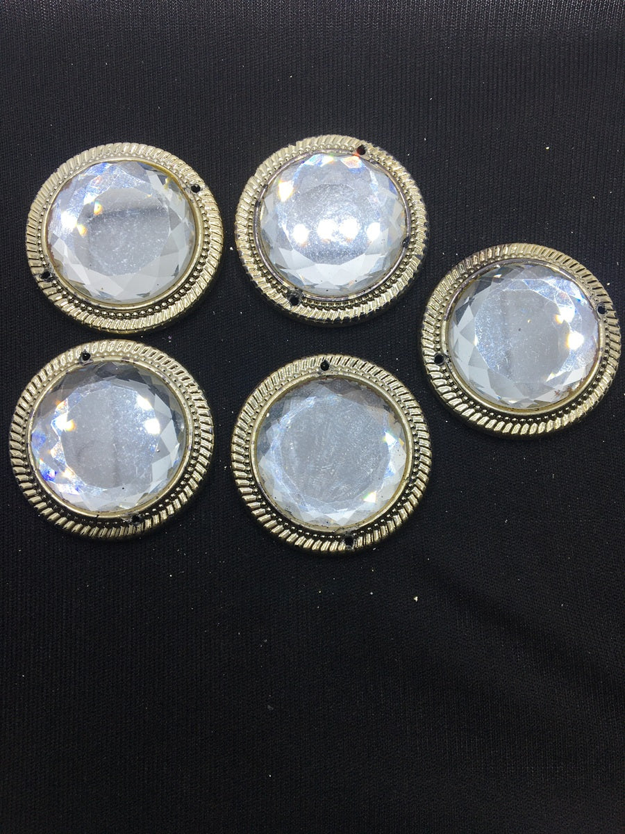 White Circular Handcrafted Show Buttons