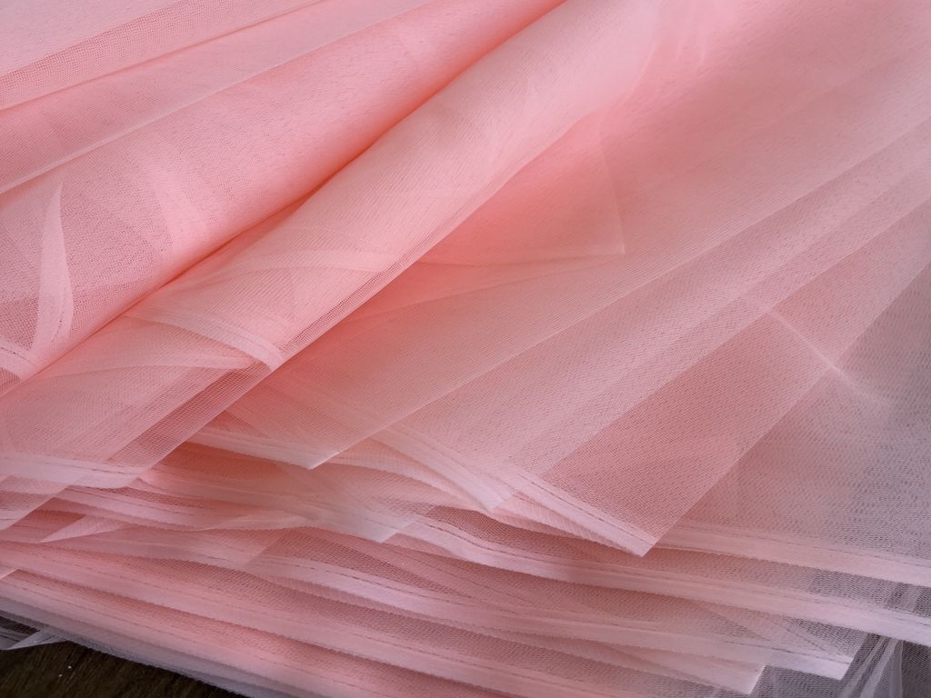 Peach Plain Net Fabric