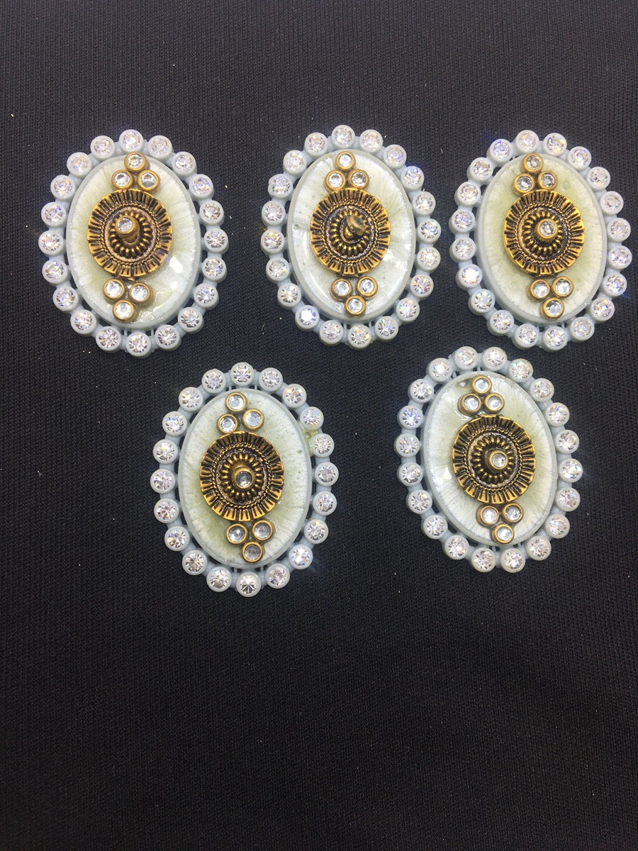 White Designer Oval Handcrafted Show Buttons