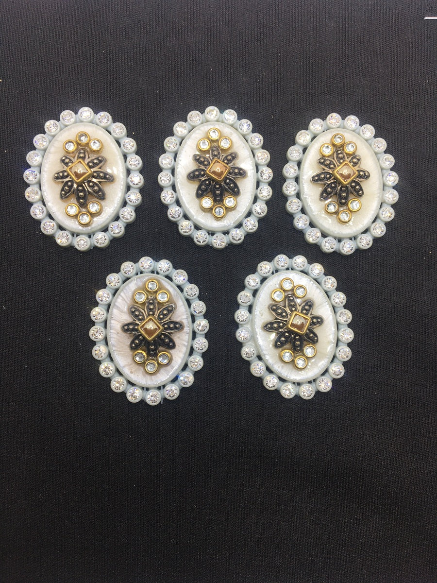 White Designer Oval Handcrafted Show Buttons