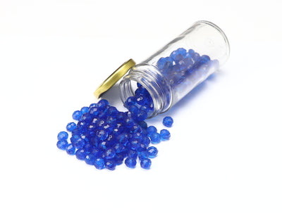 Dark Blue Rondelle / Tyre Faceted Crystal Beads