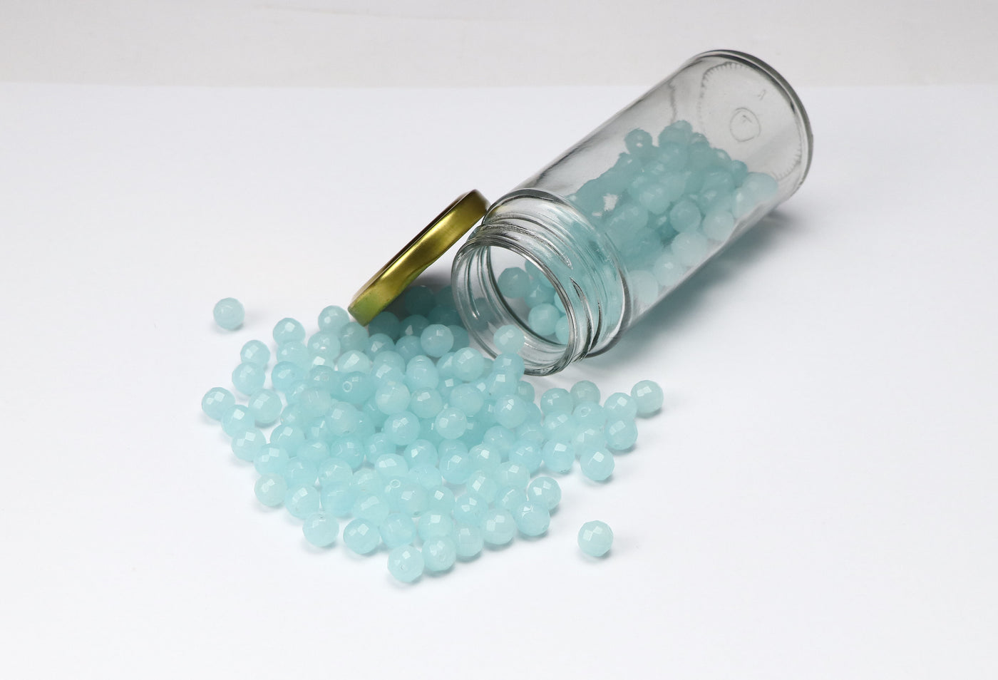 Light Blue Opaque Rondelle Faceted Glass Beads - 10 Mm