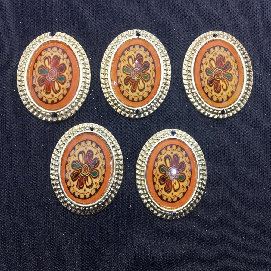 Orange Oval Designer Handcrafted Show Buttons