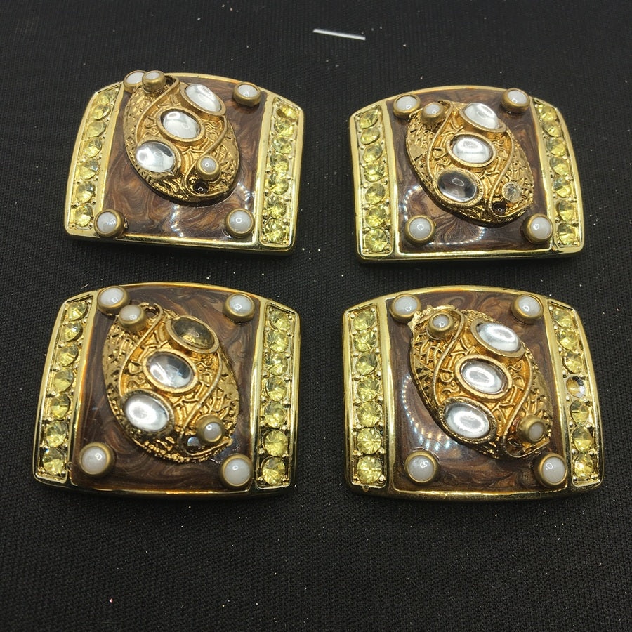Brown Rectangular Handcrafted Show Buttons