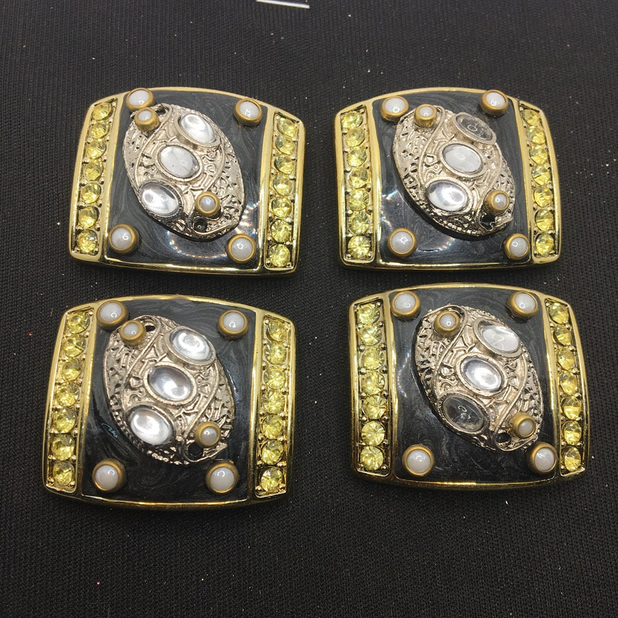 Dark Gray Rectangular Handcrafted Show Buttons