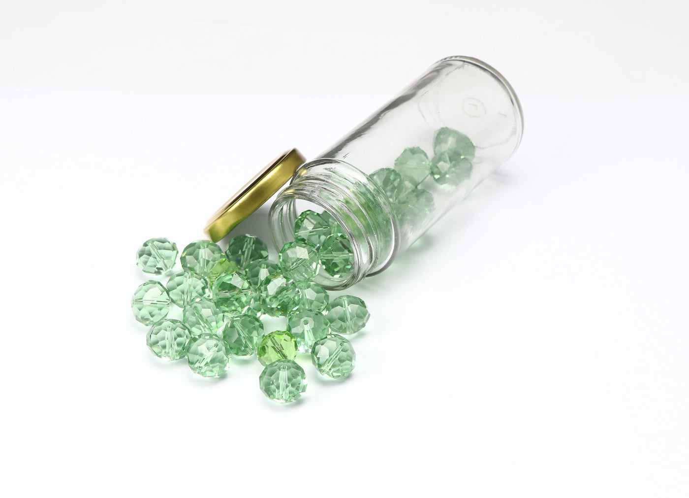 Green Rondelle / Tyre Faceted Crystal Beads