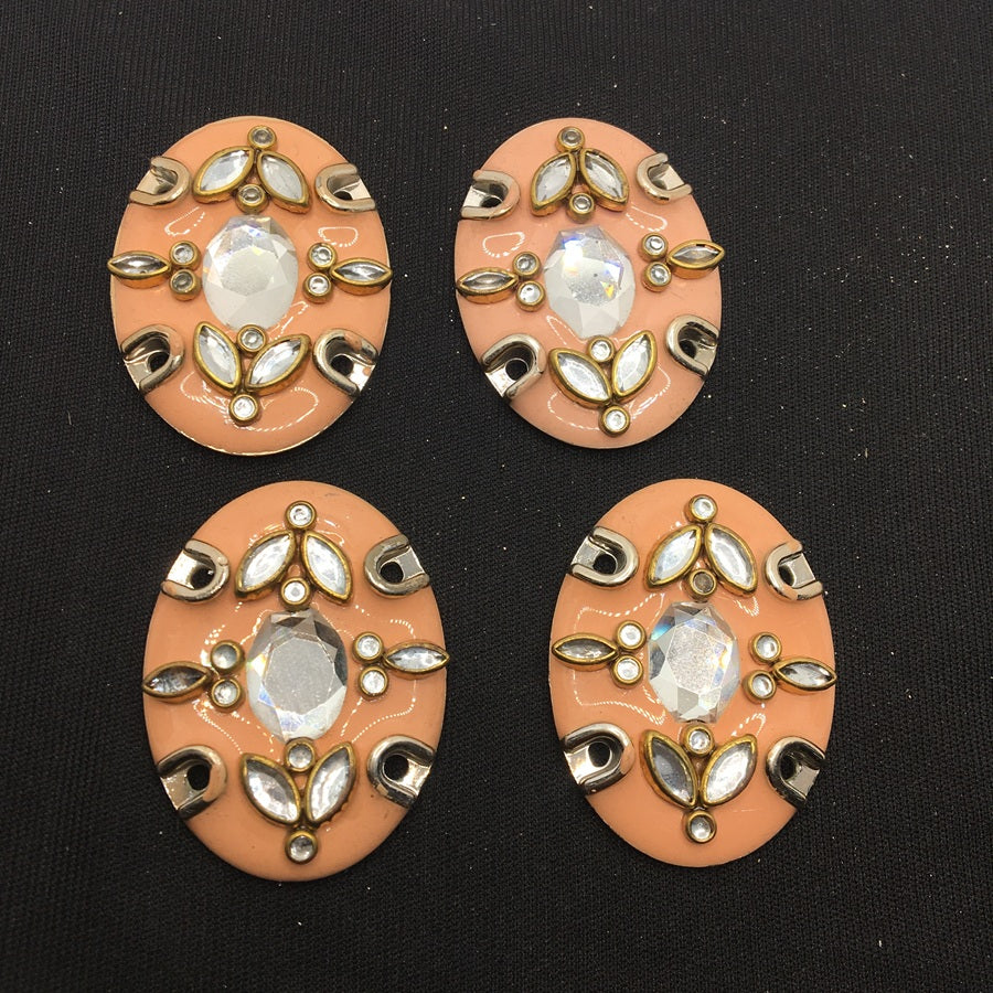 Peach Oval Designer Handcrafted Show Buttons