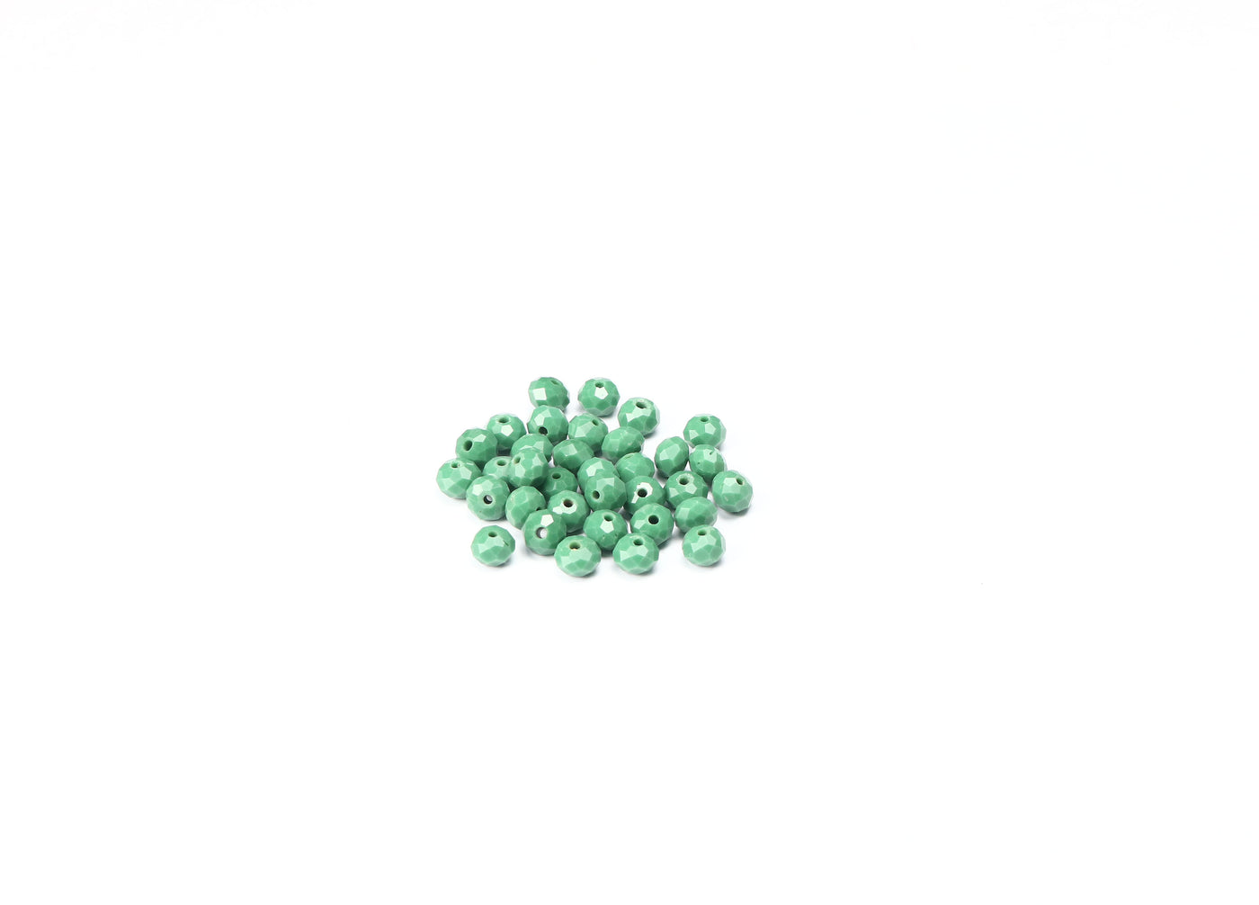 Green Opaque Rondelle / Tyre Faceted Crystal Beads