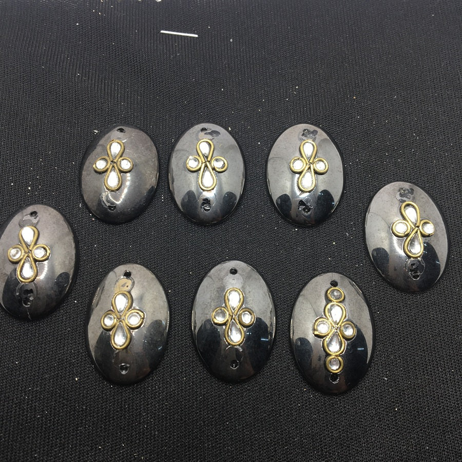 Black Designer Oval Handcrafted Show Buttons