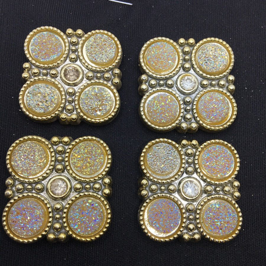 Yellow Square Designer Handcrafted Show Buttons