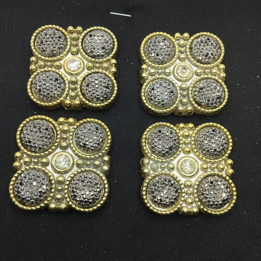 Silver Square Designer Handcrafted Show Buttons