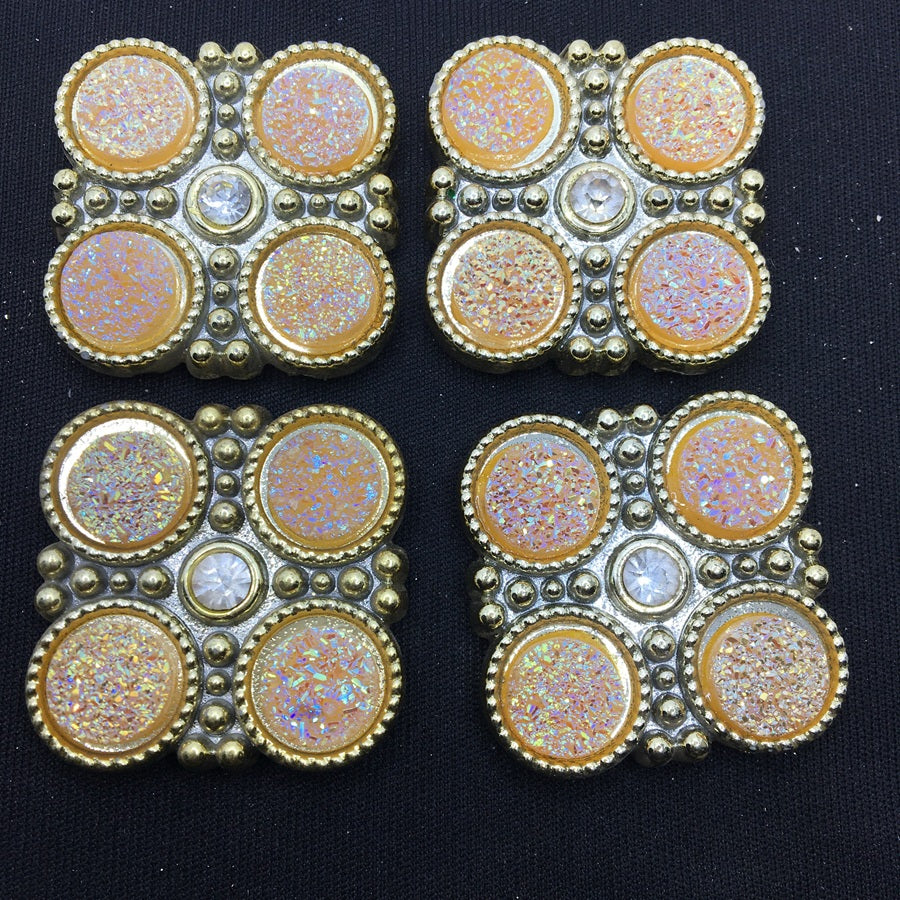 Light Orange Square Handcrafted Show Buttons
