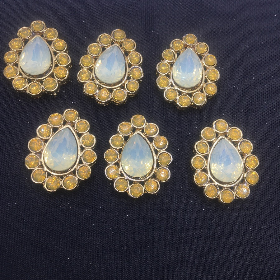 White Gold Drop Handcrafted Show Buttons