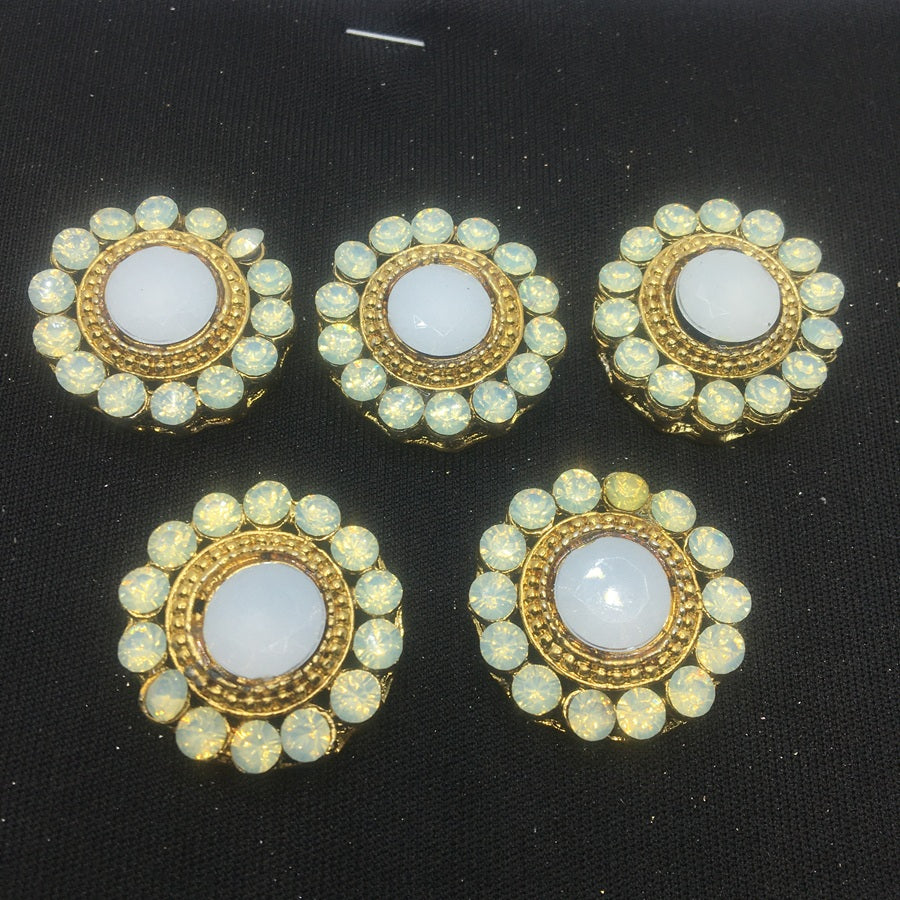 White Round Designer Handcrafted Show Buttons