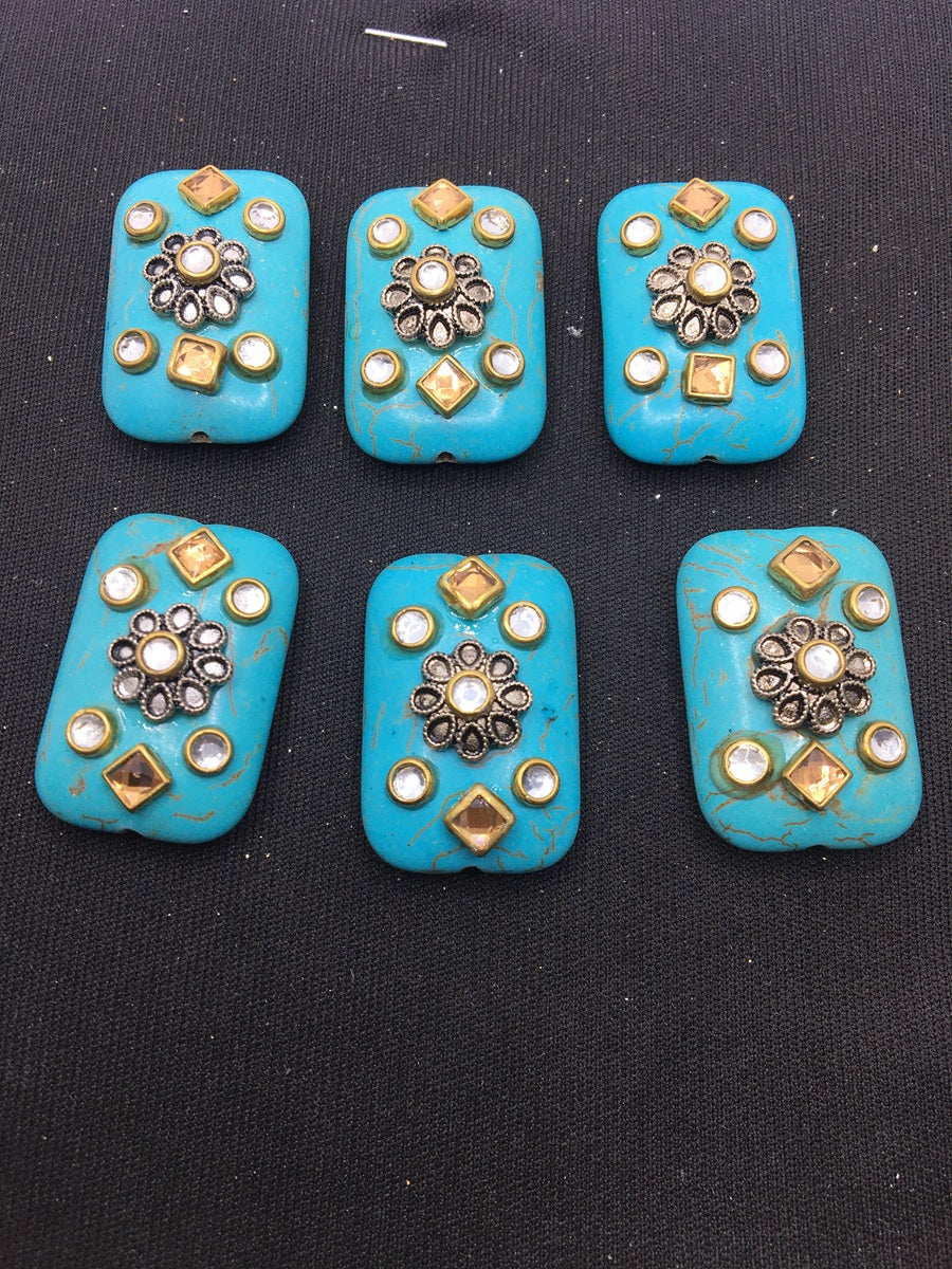 Light Blue Rectangular Handcrafted Show Buttons