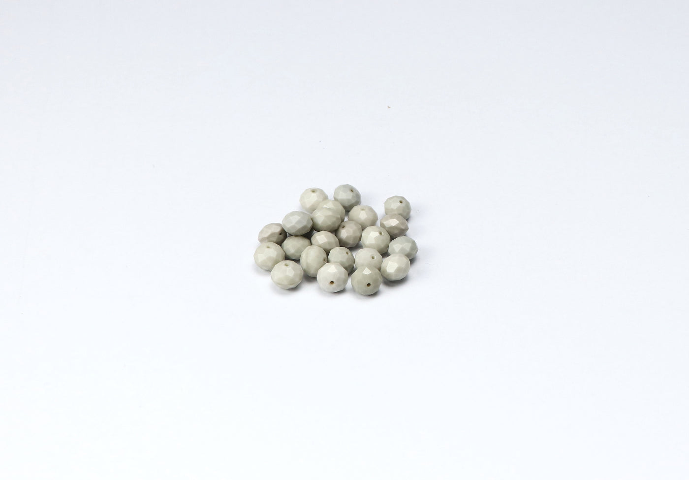 Light Gray Opaque Rondelle / Tyre Faceted Crystal Beads