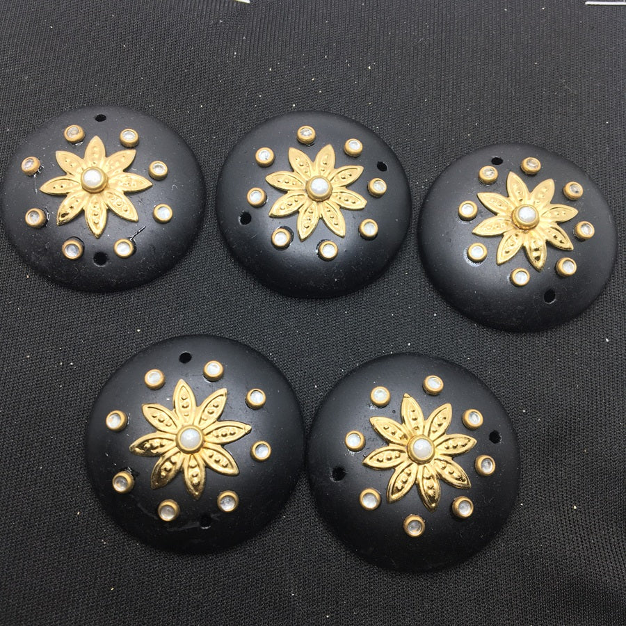 Black Gold Circular Handcrafted Show Buttons