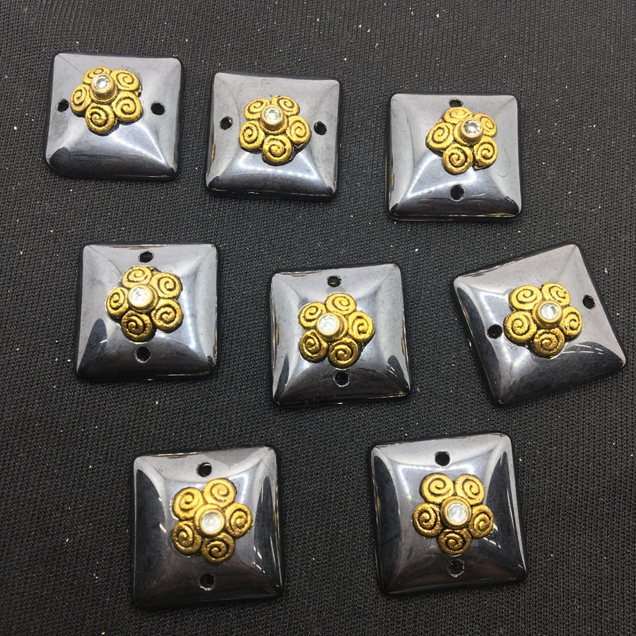 Black Gold Square Handcrafted Show Buttons