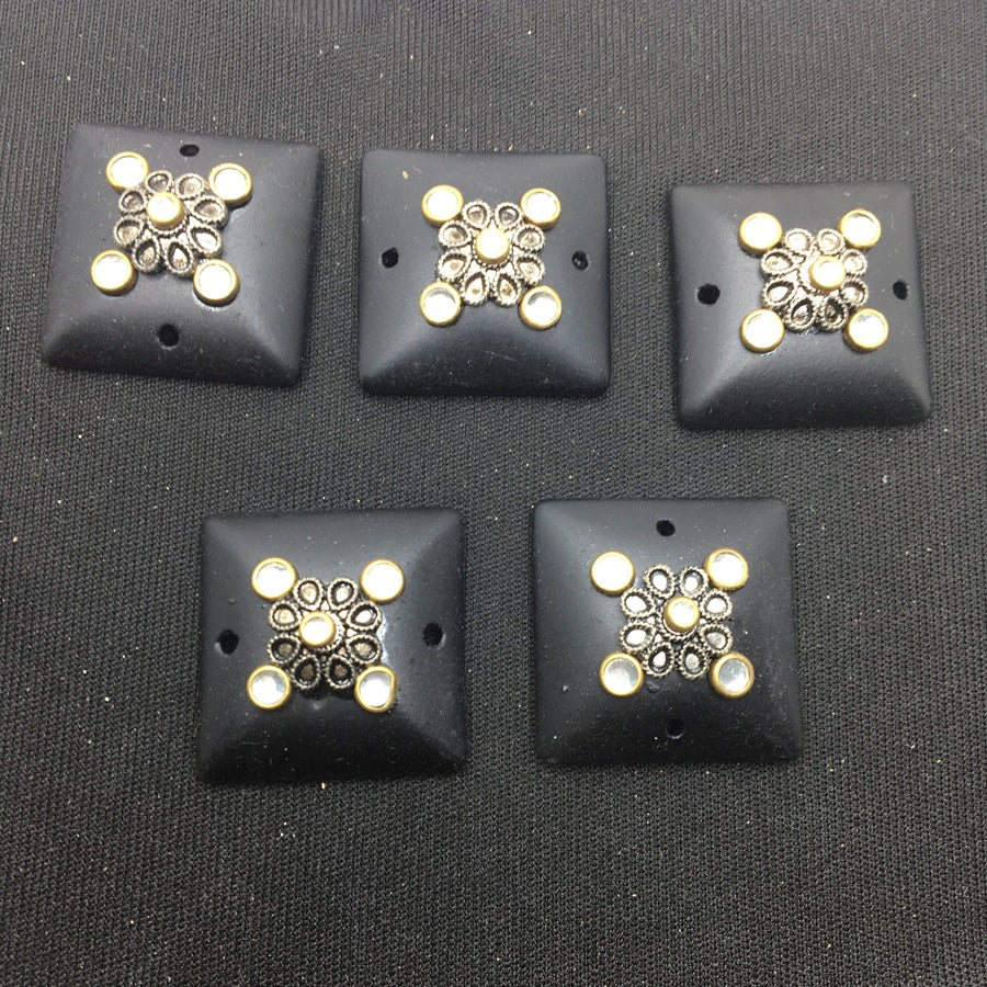 Black Gold Square Handcrafted Show Buttons