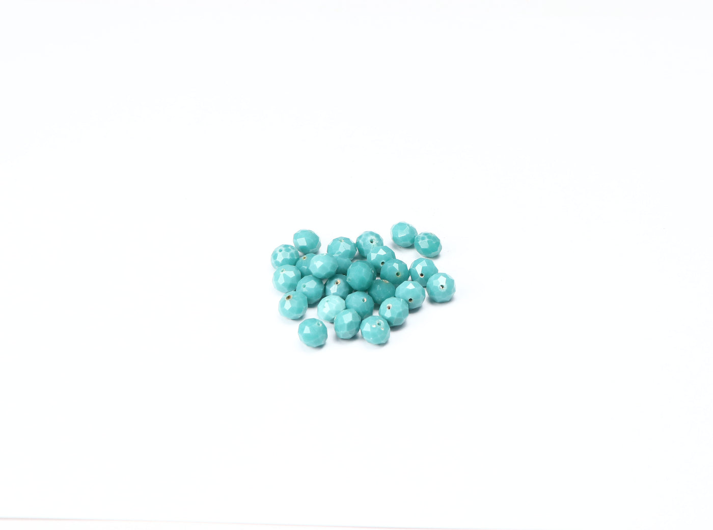 Sea Blue Opaque Rondelle / Tyre Faceted Crystal Beads