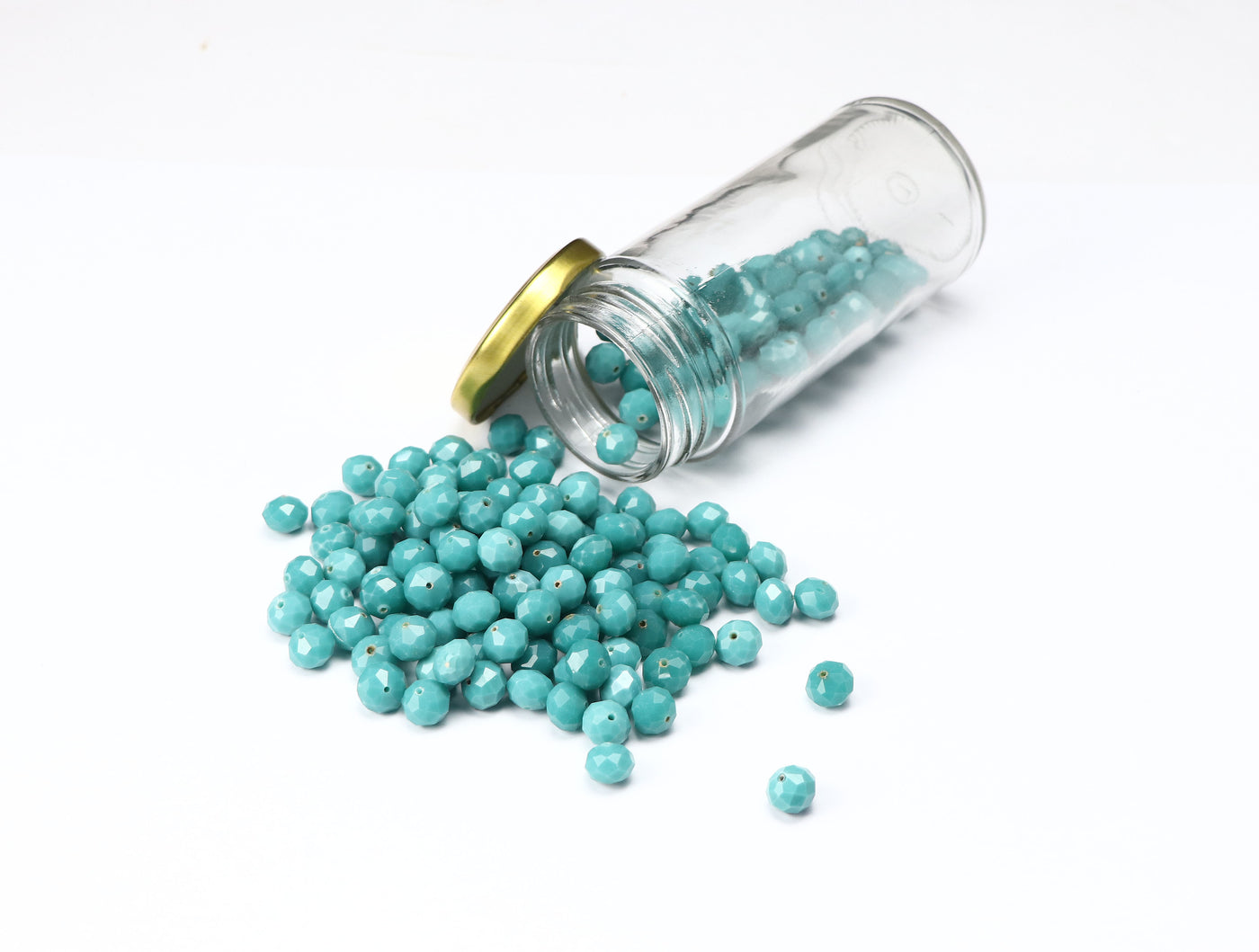 Sea Blue Opaque Rondelle / Tyre Faceted Crystal Beads