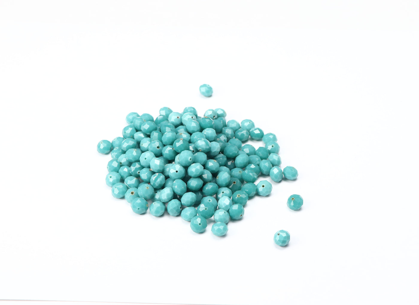 Sea Blue Opaque Rondelle / Tyre Faceted Crystal Beads