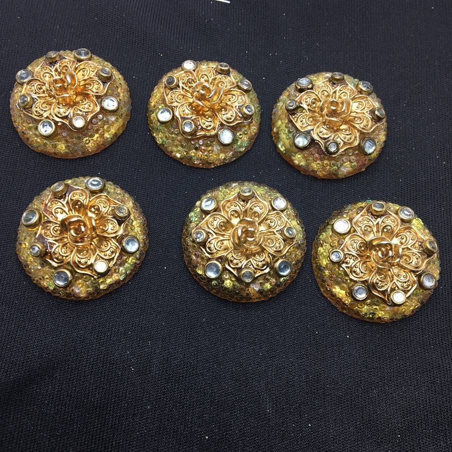 Deep Gold Designer Circular Handcrafted Show Buttons