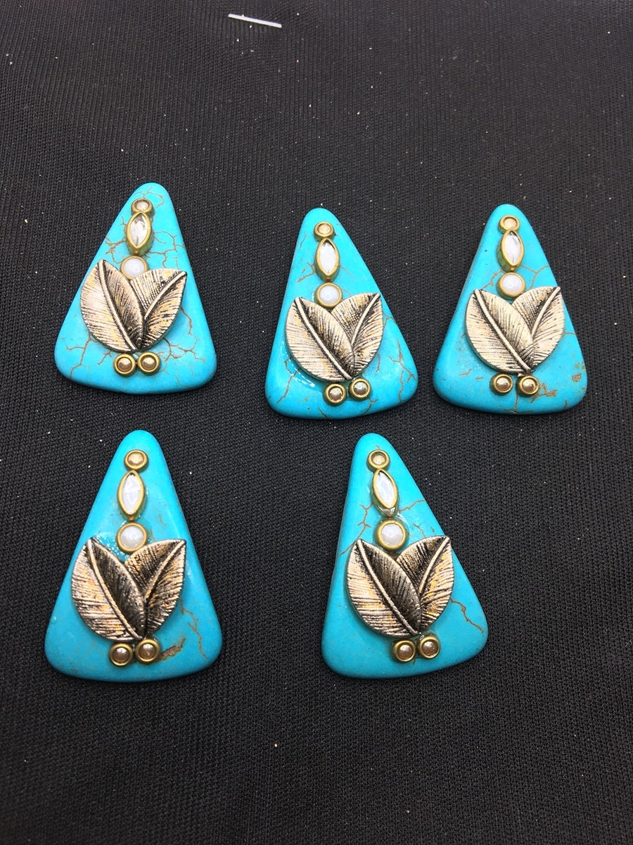 Turquoise Triangular Handcrafted Show Buttons