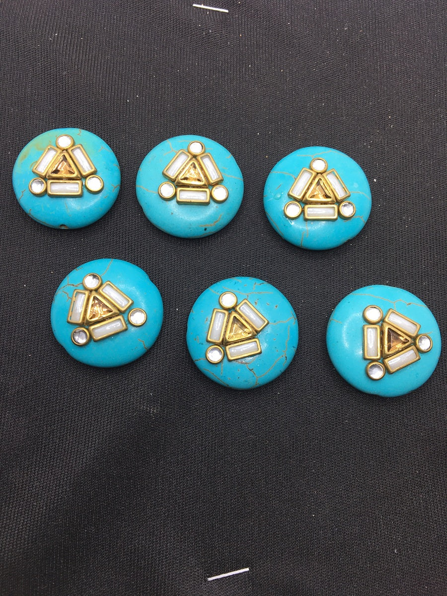 Turquoise Circular Handcrafted Show Buttons