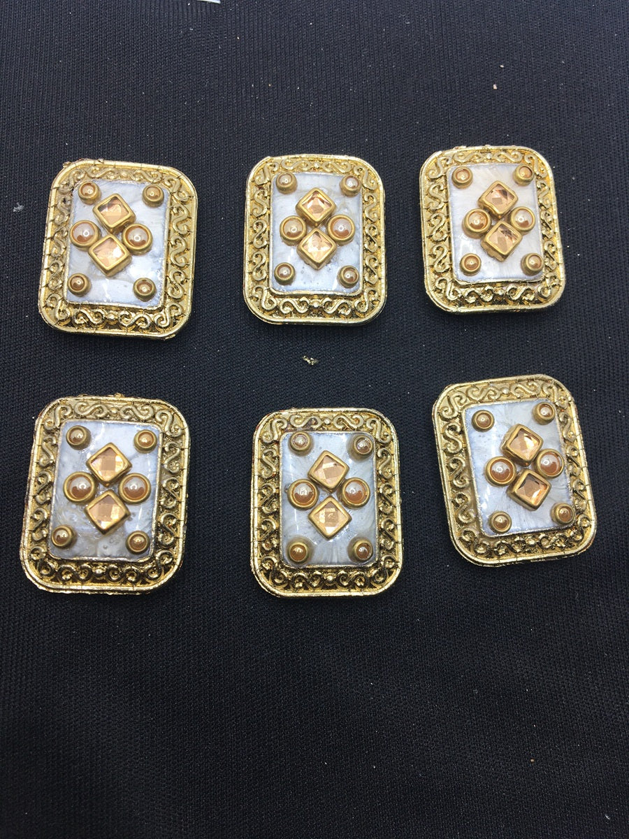 Off White Gold Octagonal Handcrafted Show Buttons