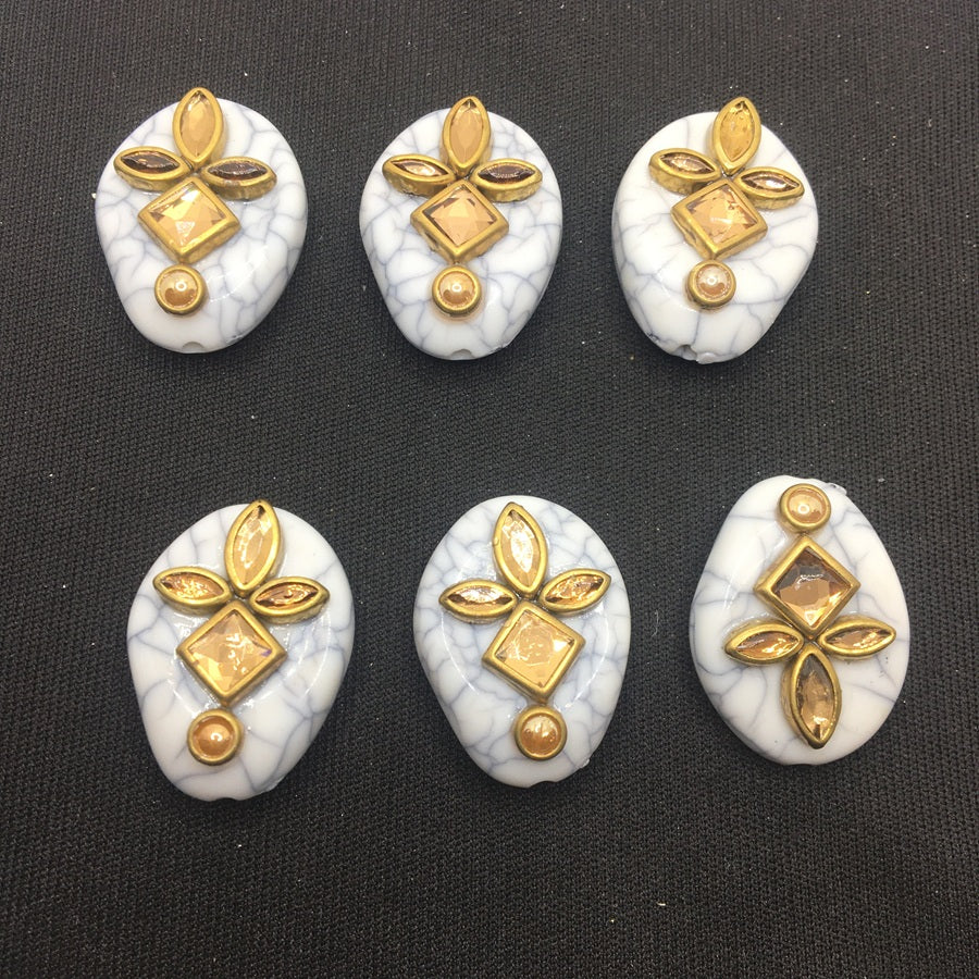 White Designer Handcrafted Show Buttons