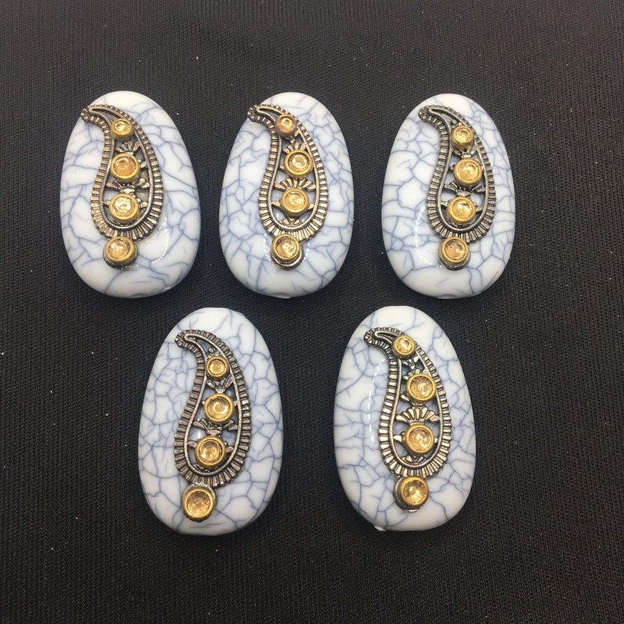 White Oval Designer Handcrafted Show Buttons